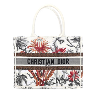 CHRISTIAN DIOR Canvas Embroidered Camouflage Flowers Tote Latte - SMY Digital