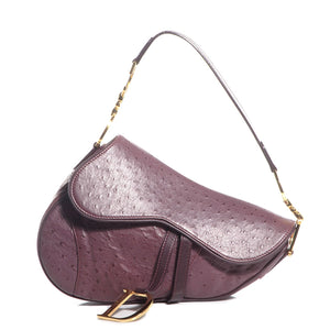 CHRISTIAN DIOR Ostrich Saddle Bag Purple - SMY Digital