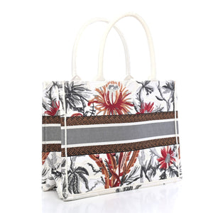 CHRISTIAN DIOR Canvas Embroidered Camouflage Flowers Tote Latte - SMY Digital