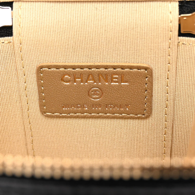 Chanel Golden Ball Box Cosmetic Bag – Quilted Black Lambskin with Gold-Tone Hardware (Size 31)