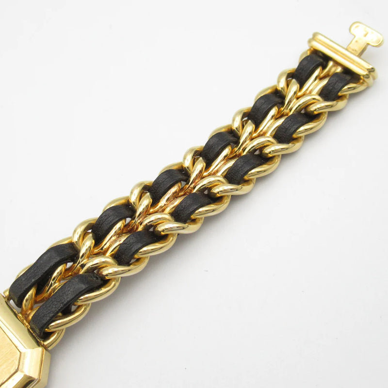Chanel CC Première L Quartz Watch H0001 – Gold Plated with Black Leather