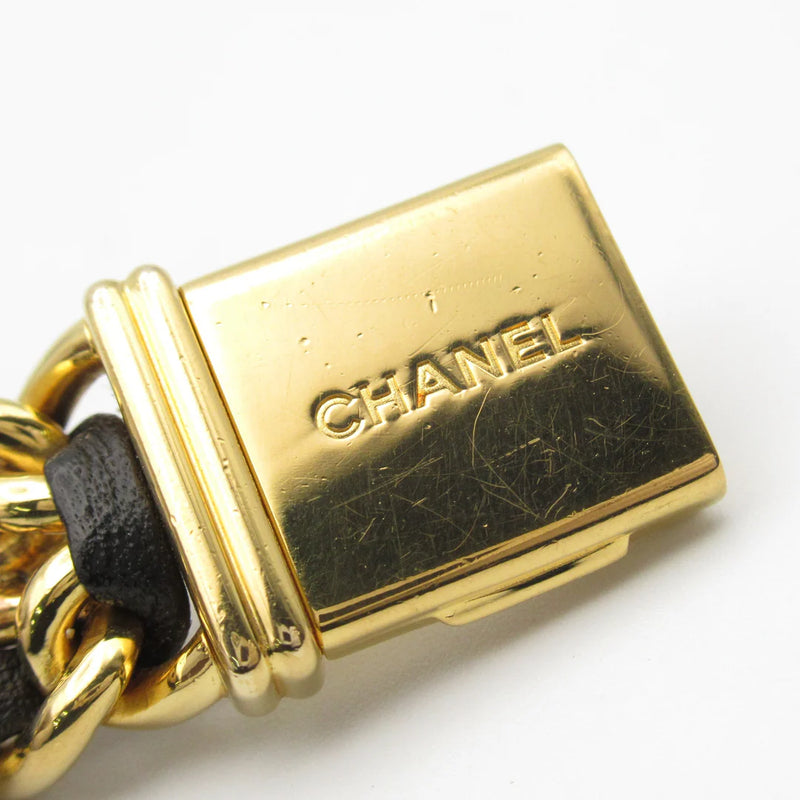 Chanel CC Première L Quartz Watch H0001 – Gold Plated with Black Leather