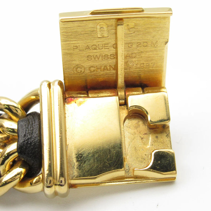 Chanel CC Première L Quartz Watch H0001 – Gold Plated with Black Leather
