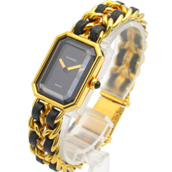 Chanel CC Première L Quartz Watch H0001 – Gold Plated with Black Leather