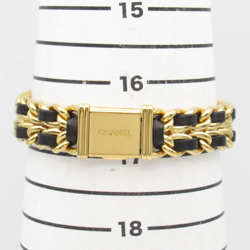 Chanel CC Première L Quartz Watch H0001 – Gold Plated with Black Leather