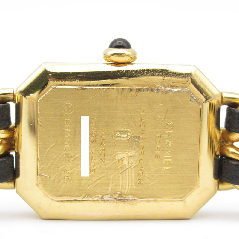 Chanel CC Première L Quartz Watch H0001 – Gold Plated with Black Leather