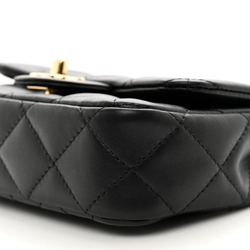 Chanel 24C Acrylic Handle Square Flap Bag – Black Lambskin with Gold Chain
