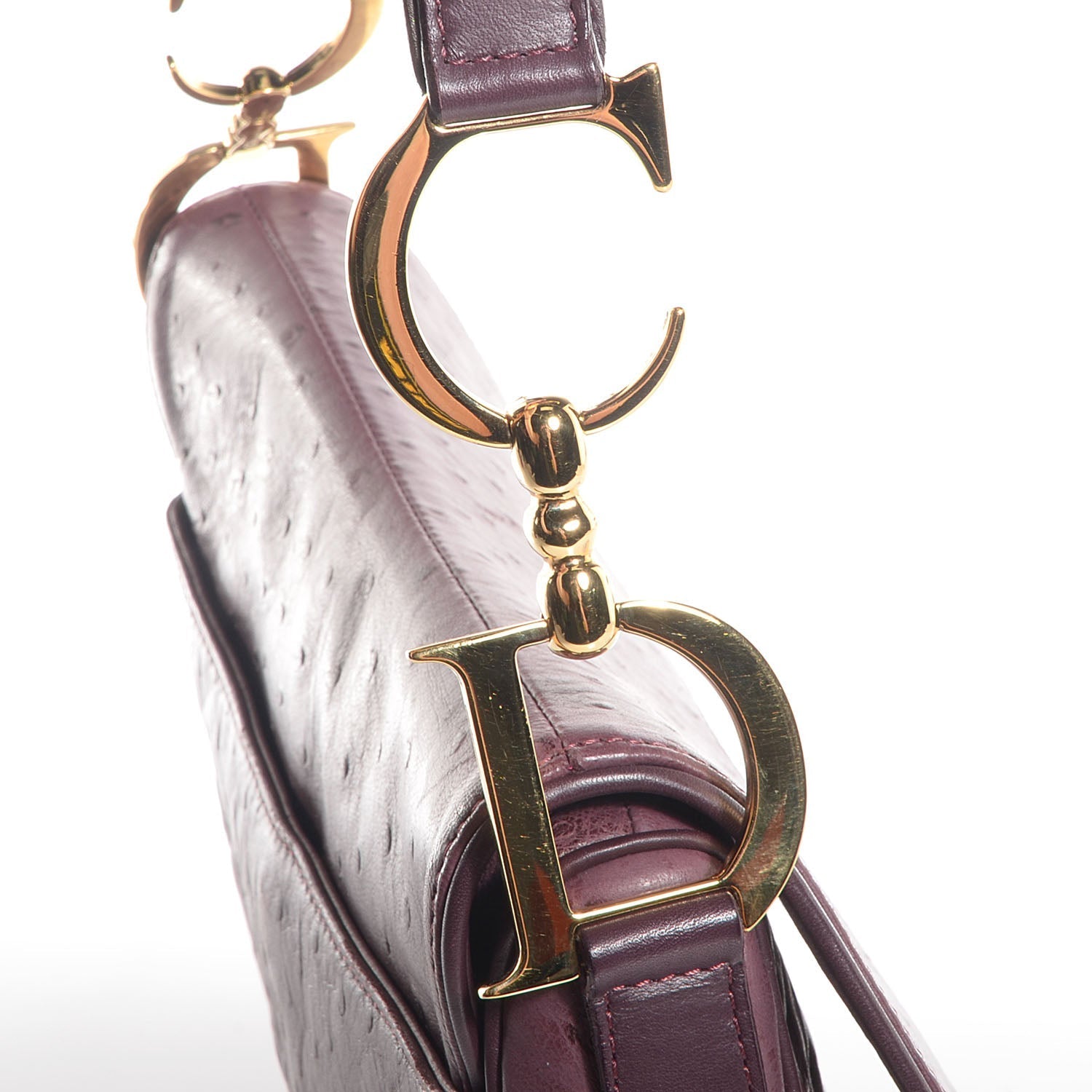 CHRISTIAN DIOR Ostrich Saddle Bag Purple - SMY Digital