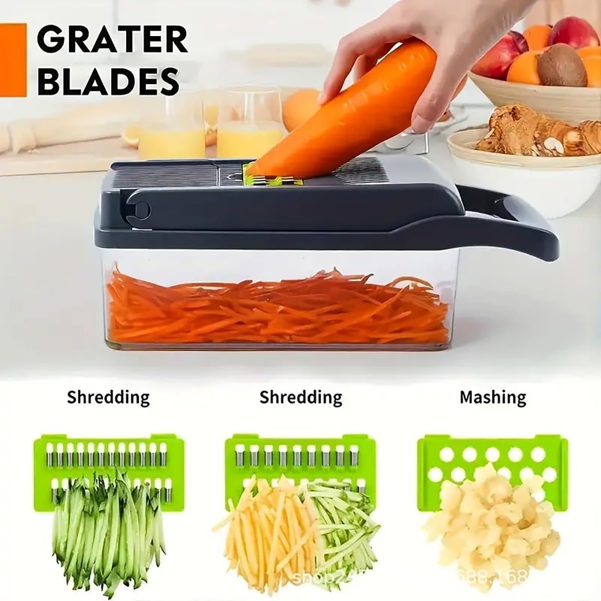 14-in-1 Multifunctional Vegetable Chopper – Mandoline Slicer, Dicer & Cutter with Container