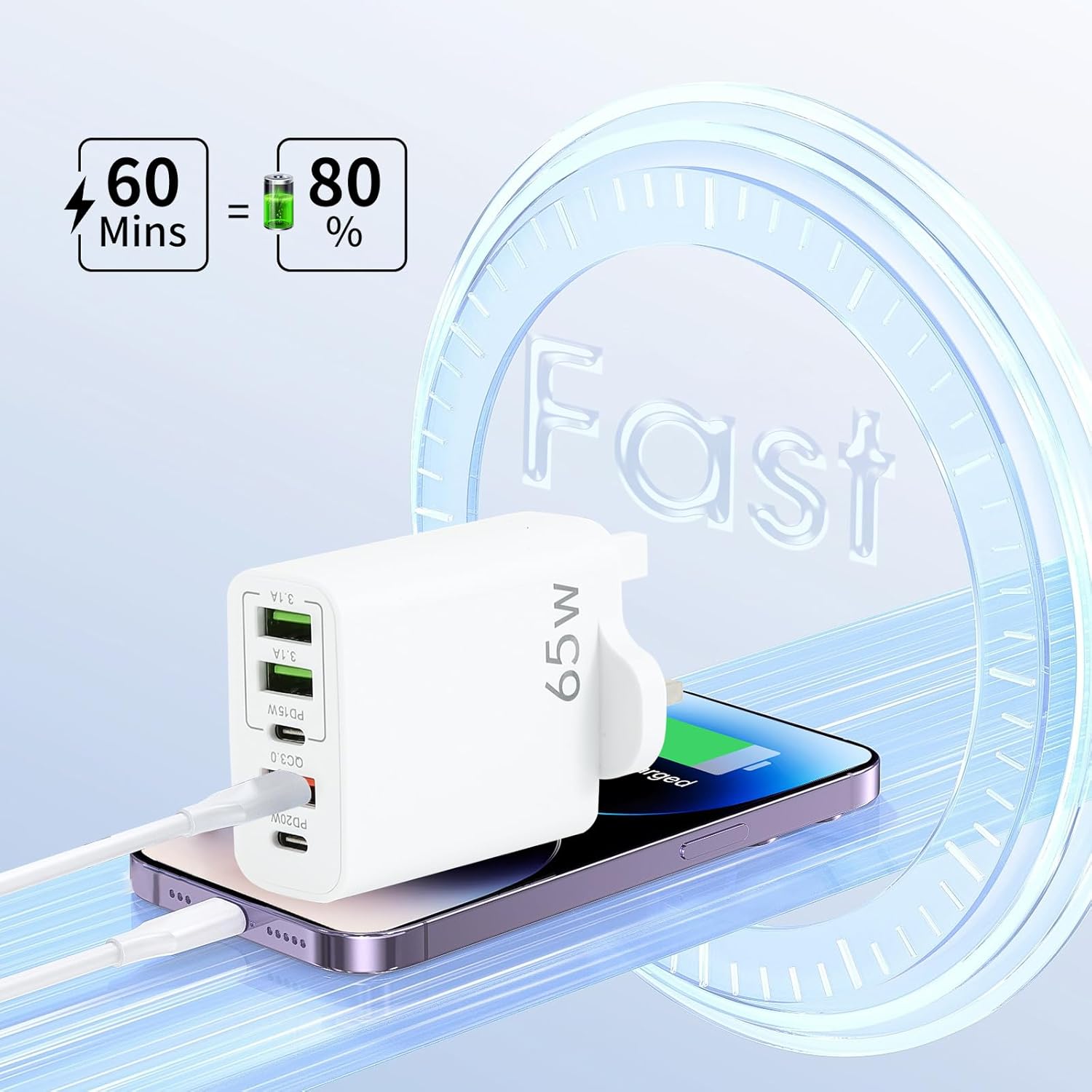 PD + USB Fast Charger Adapter – Portable Wall Plug Charging Adapter for Mobile Phones & Devices