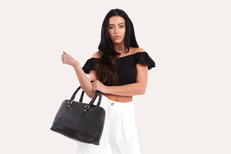 Modenaluxe Leather Tote Bag – Structured Pebble Leather Handbag