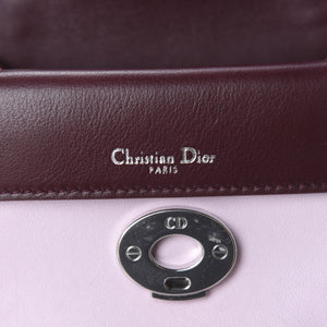 CHRISTIAN DIOR Calfskin Tri-Color Micro Be Dior Flap Pink Burgundy Red - SMY Digital