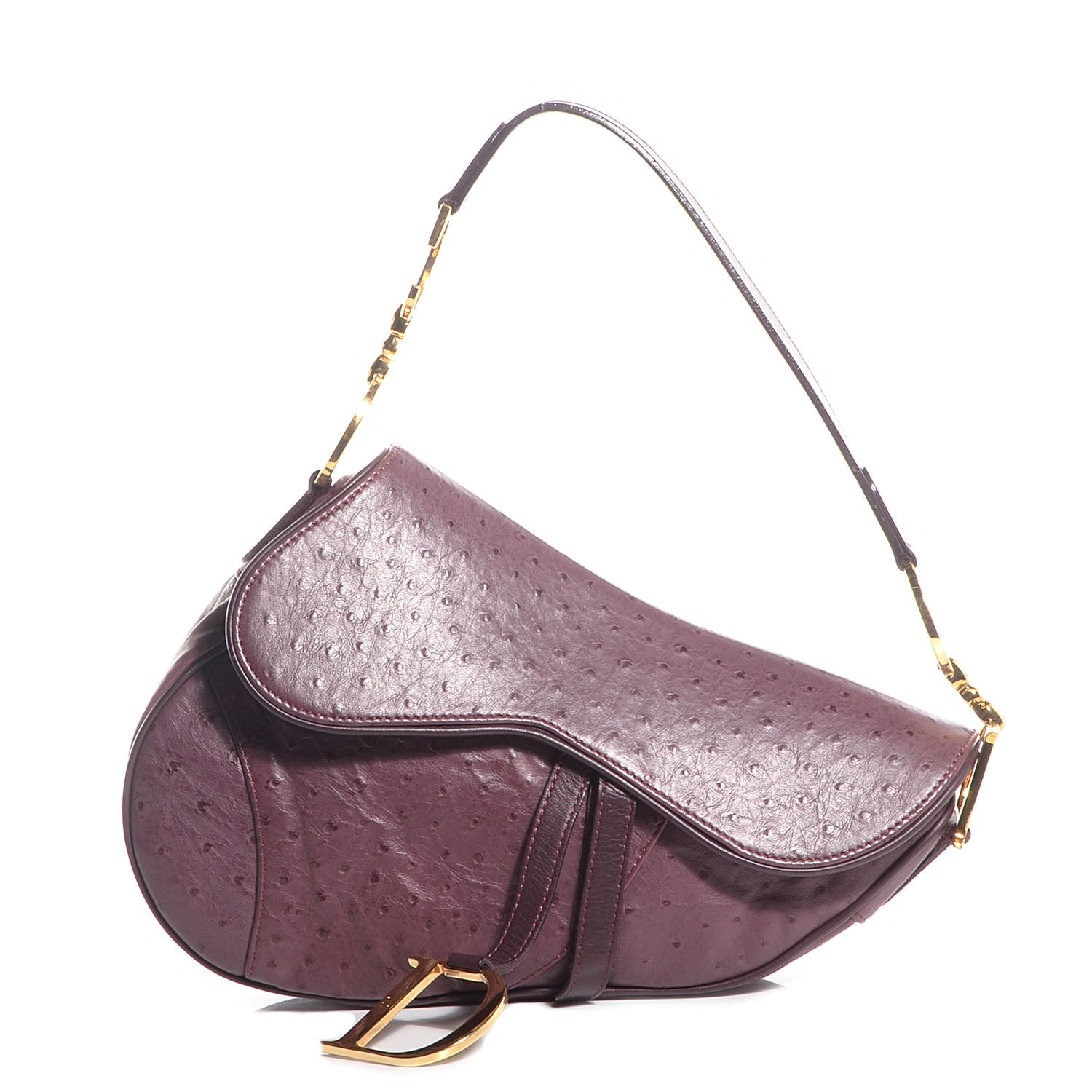 CHRISTIAN DIOR Ostrich Saddle Bag Purple - SMY Digital