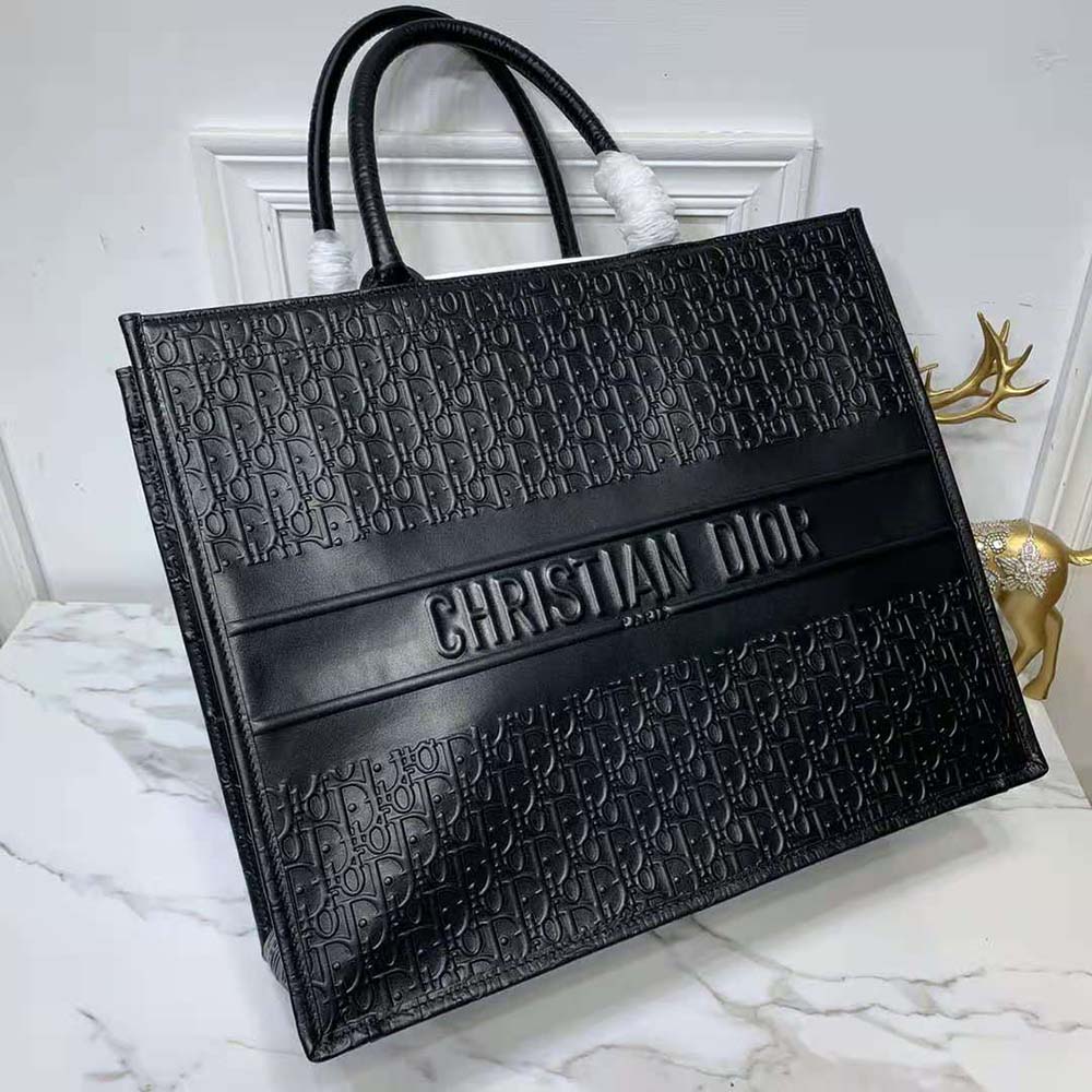 Dior Book Tote Black Dior Oblique Embossed Calfskin - SMY Digital