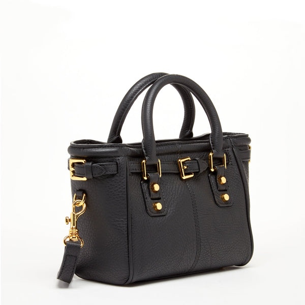 Modenaluxe Top Handle Leather Satchel – Black Italian Leather Crossbody Purse for Women