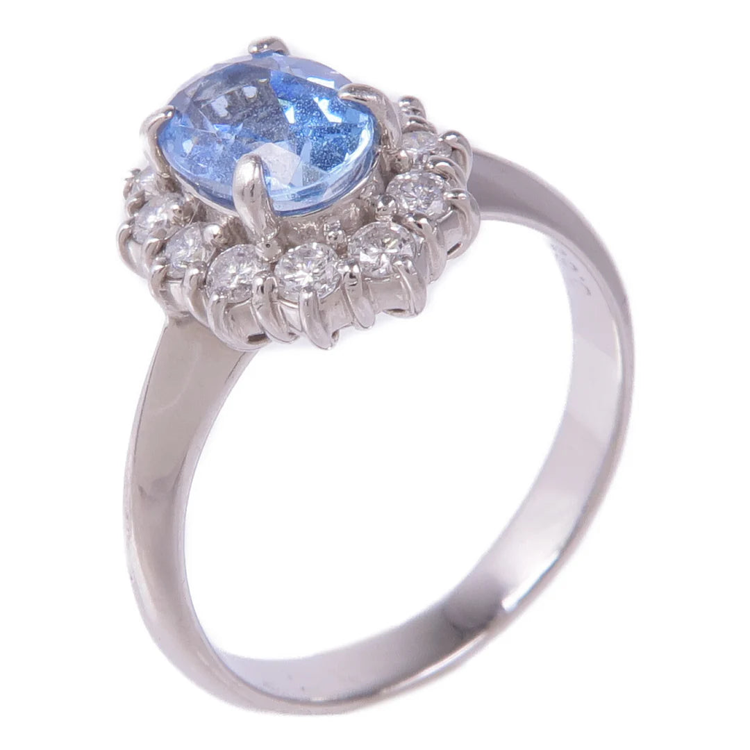 Platinum Aquamarine & Diamond Ring US Size 4.75