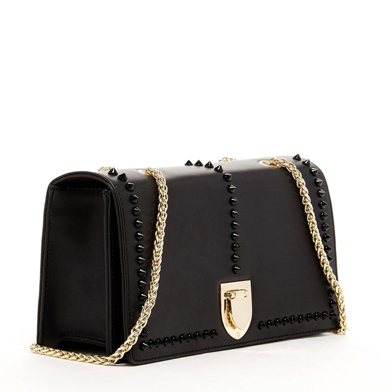 Modenaluxe Black Leather Chain Bag – Crossbody & Shoulder Purse