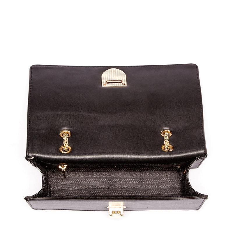 Modenaluxe Black Leather Chain Bag – Crossbody & Shoulder Purse