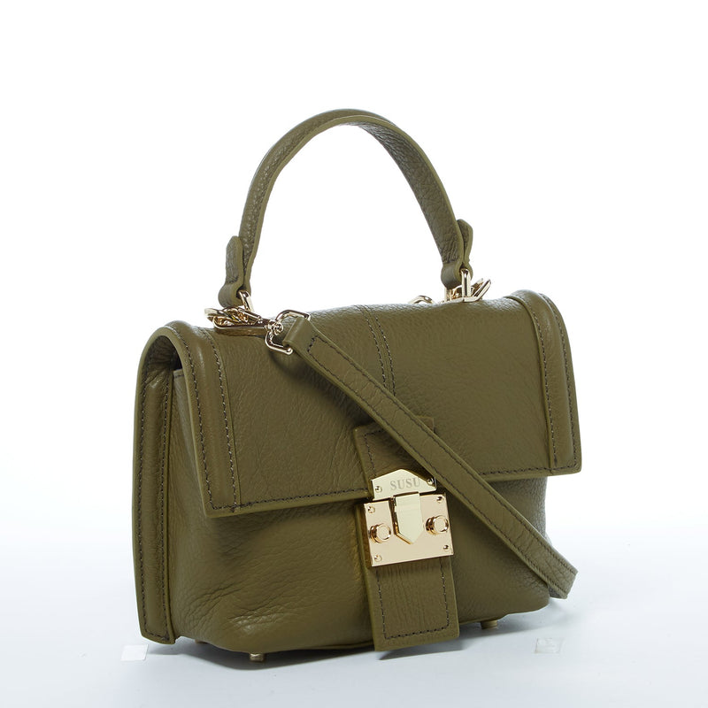 Modenaluxe Convertible Leather Backpack – Olive Green Crossbody Purse for Women