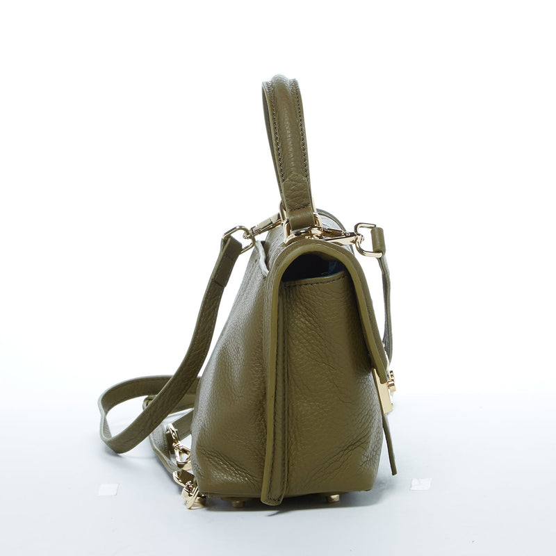 Modenaluxe Convertible Leather Backpack – Olive Green Crossbody Purse for Women