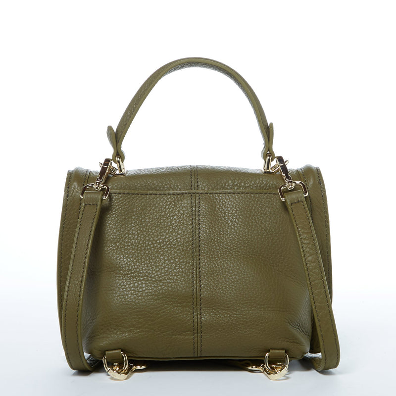Modenaluxe Convertible Leather Backpack – Olive Green Crossbody Purse for Women