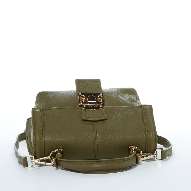 Modenaluxe Convertible Leather Backpack – Olive Green Crossbody Purse for Women