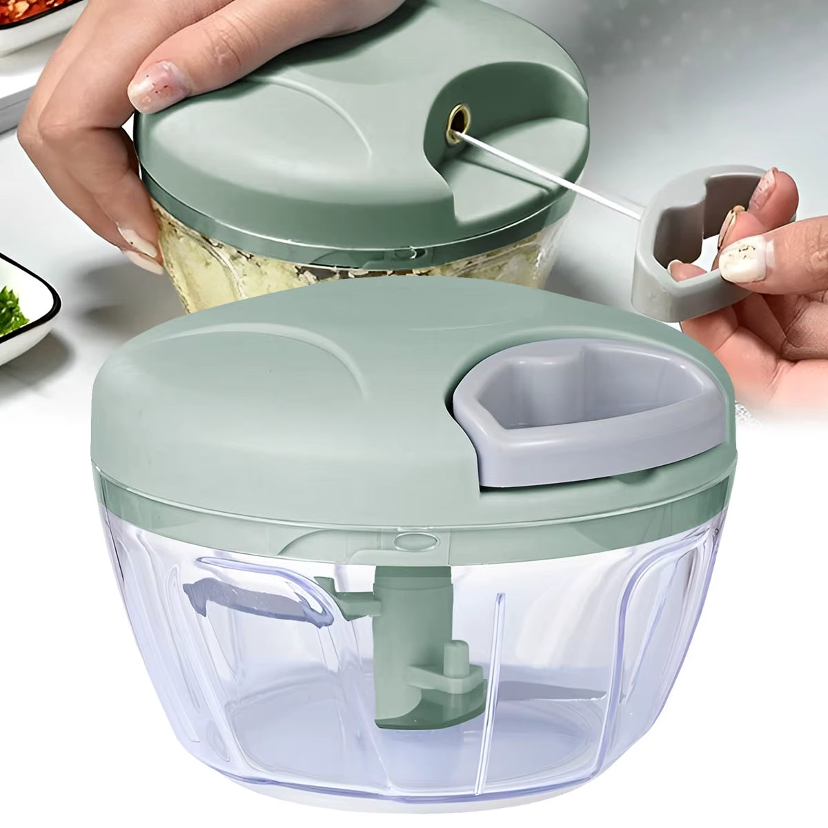 Manual Food Chopper 500/900ml – Hand-Pull Garlic, Onion, Meat & Vegetable Mincer