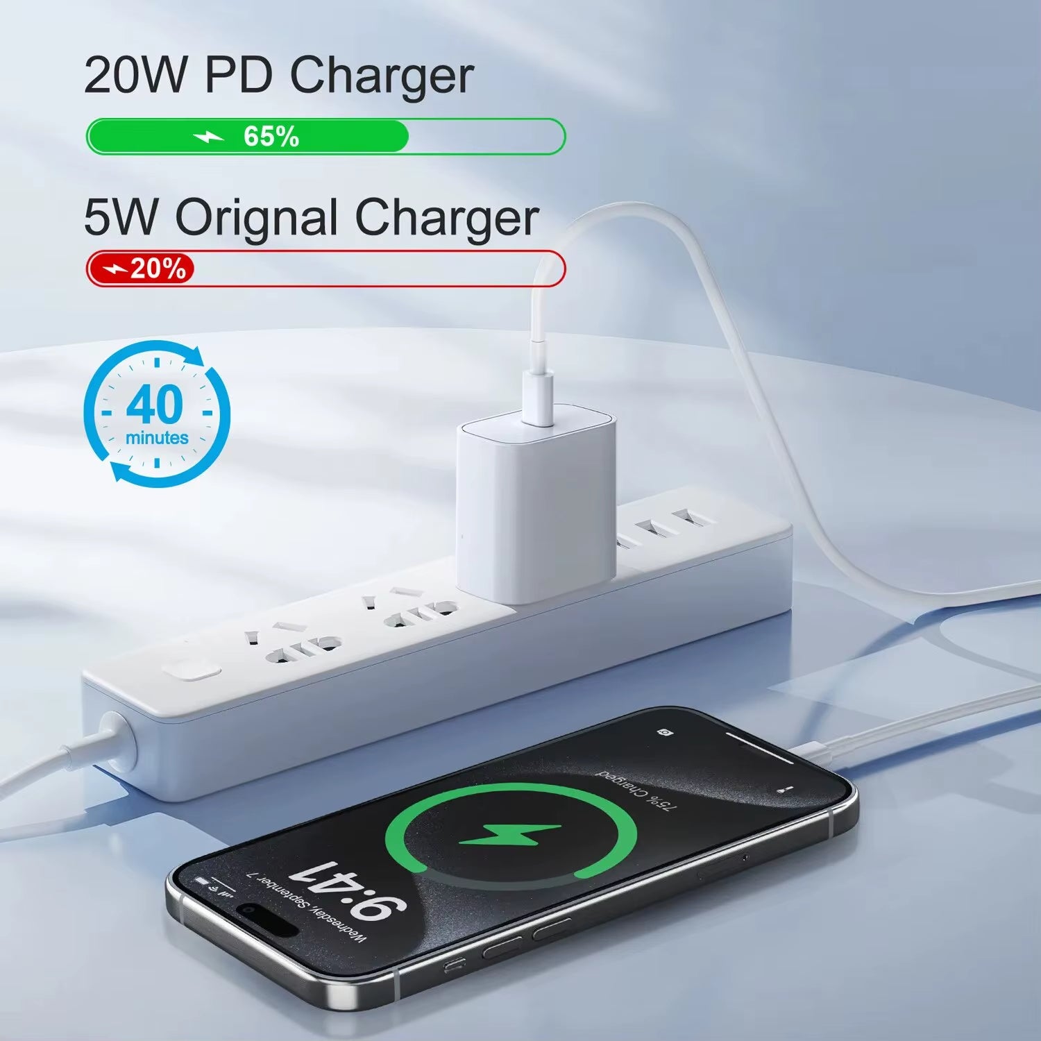 20W iPhone Fast Charger with USB-C to Lightning Cable – Quick Charging Adapter for iPhone 14/13/12/11/XS/XR