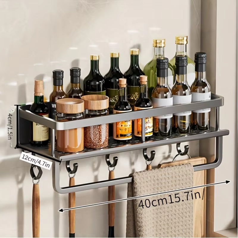 Multi-Functional Wall-Mounted Kitchen Spice Rack – Seasoning Organizer with Storage Jars & Bottles