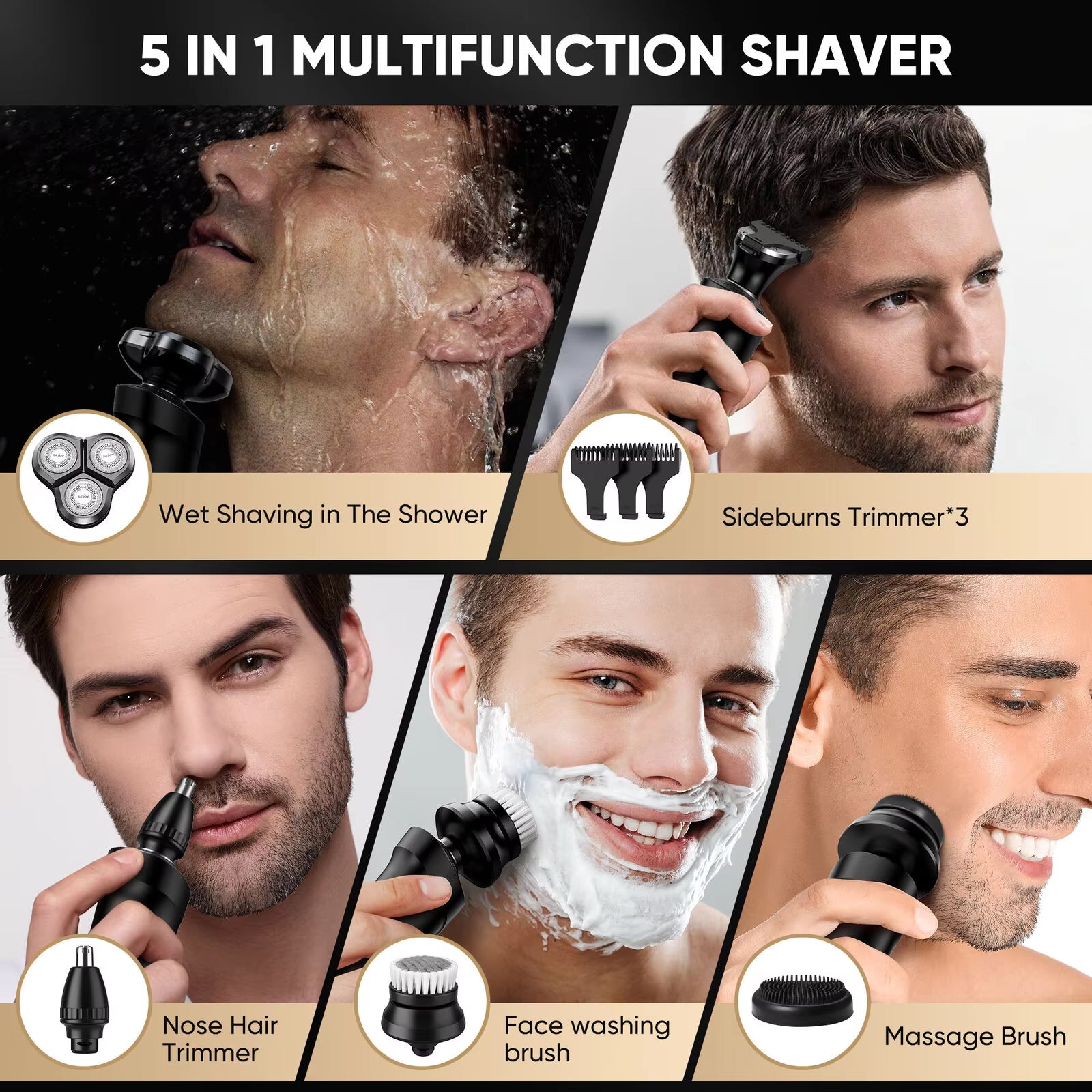 SEJOY 3-in-1 Multifunction Electric Shaver for Men – Beard, Nose & Hair Trimmer Waterproof Razor