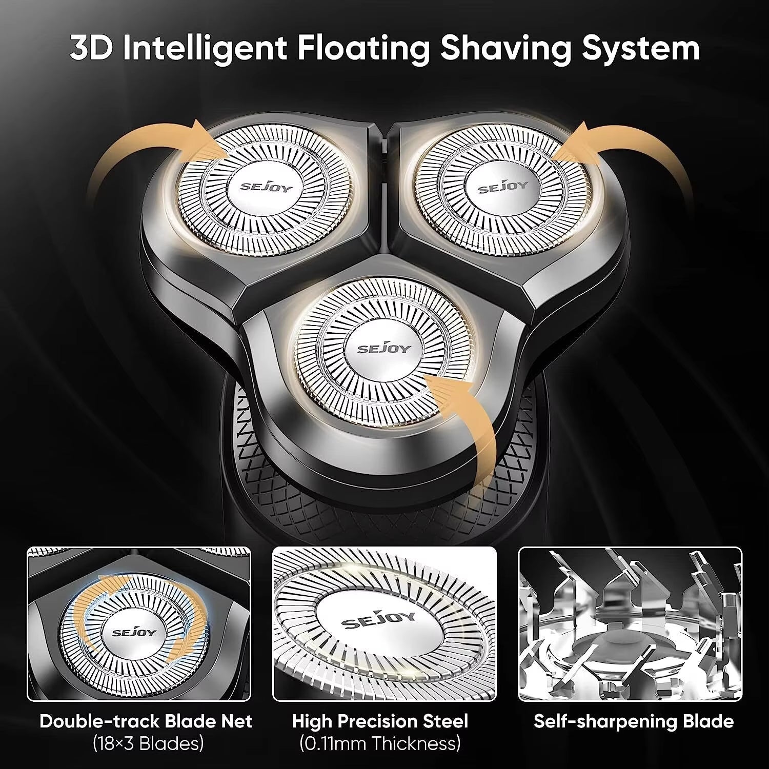 SEJOY 3-in-1 Multifunction Electric Shaver for Men – Beard, Nose & Hair Trimmer Waterproof Razor