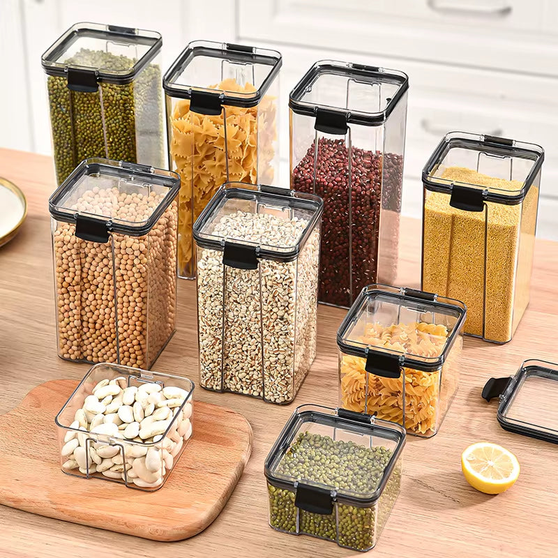 Airtight Sealed Kitchen Storage Jars – Food Containers for Grains, Pasta, Cereal & Dry Goods