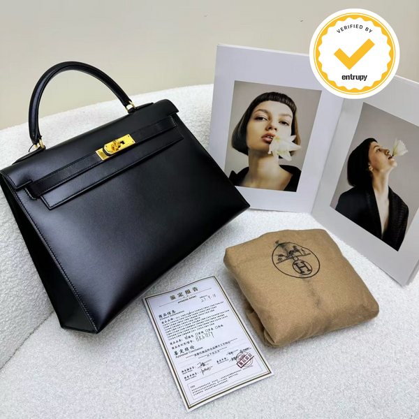 Hermès Kelly 32 Sellier in Black Box Calf Leather with Gold Hardware – Circle X Stamp (2016)