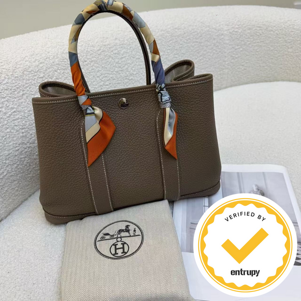 Hermès Garden Party 30 – Etoupe (Elephant Grey) Negonda Leather with Twilly-Handled Finish, U Stamp