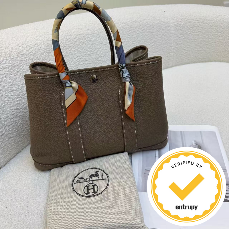 Hermès Garden Party 30 – Etoupe (Elephant Grey) Negonda Leather with Twilly-Handled Finish, U Stamp