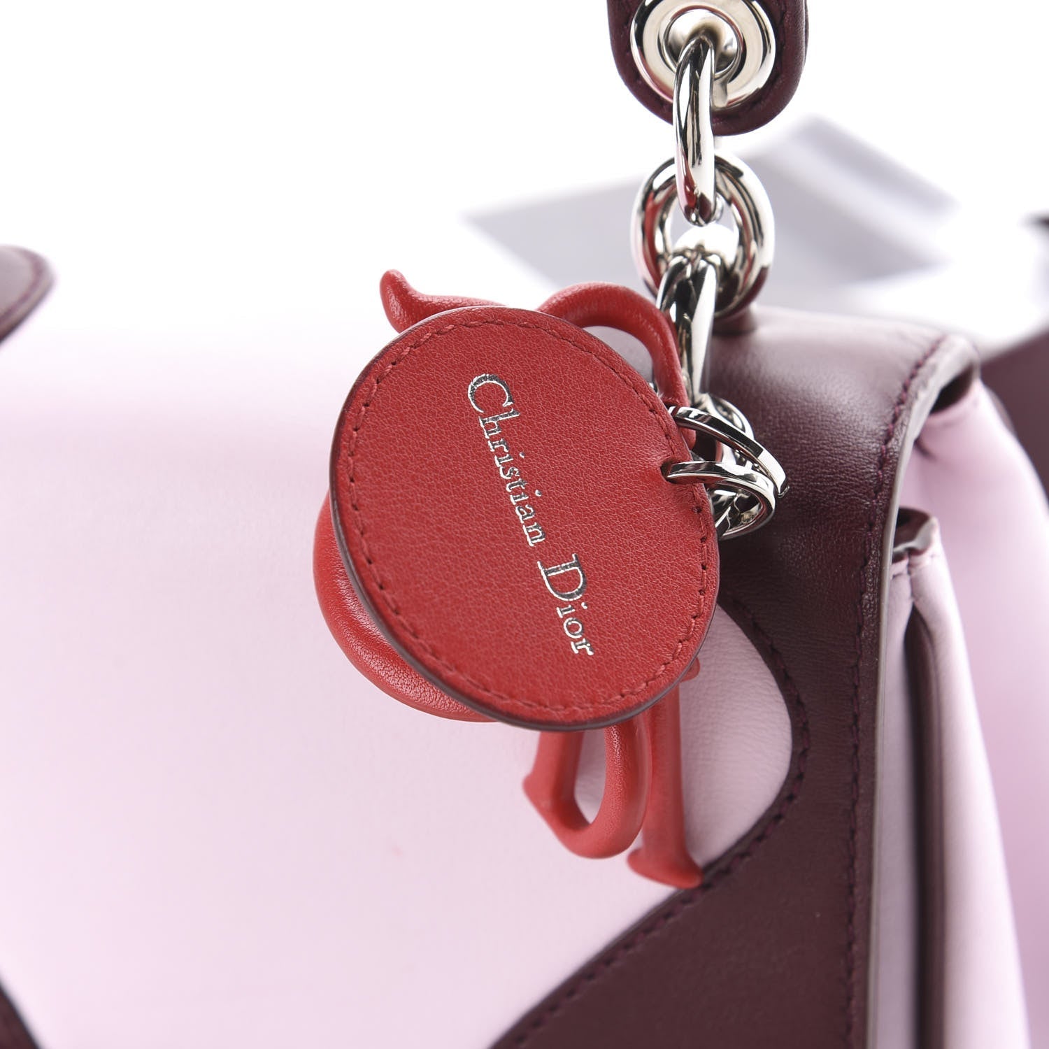 CHRISTIAN DIOR Calfskin Tri-Color Micro Be Dior Flap Pink Burgundy Red - SMY Digital