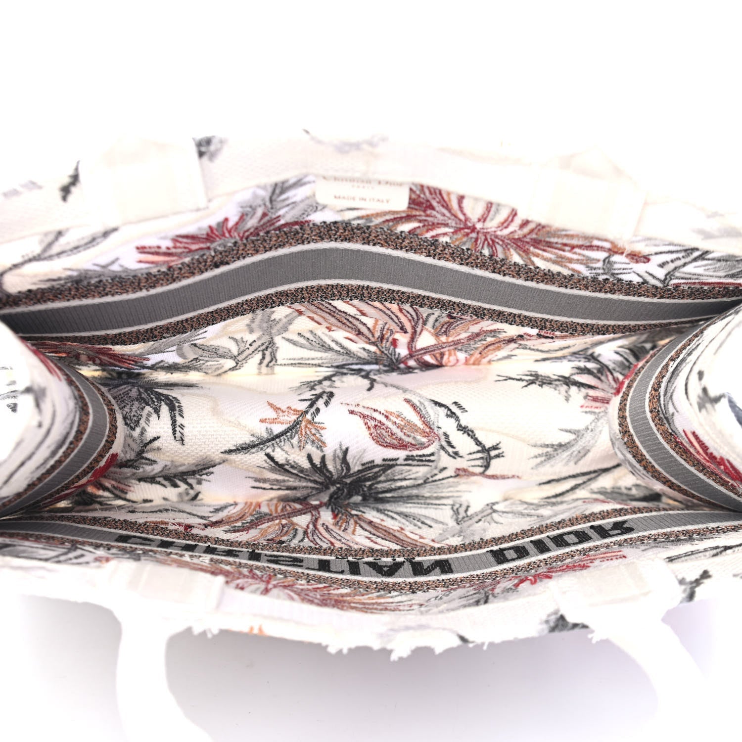 CHRISTIAN DIOR Canvas Embroidered Camouflage Flowers Tote Latte - SMY Digital