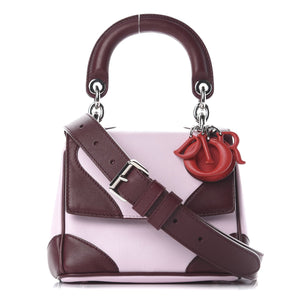 CHRISTIAN DIOR Calfskin Tri-Color Micro Be Dior Flap Pink Burgundy Red - SMY Digital