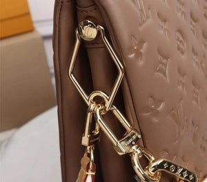 LOUIS VUITTON Lambskin Embossed Monogram Coussin PM Camel - SMY Digital