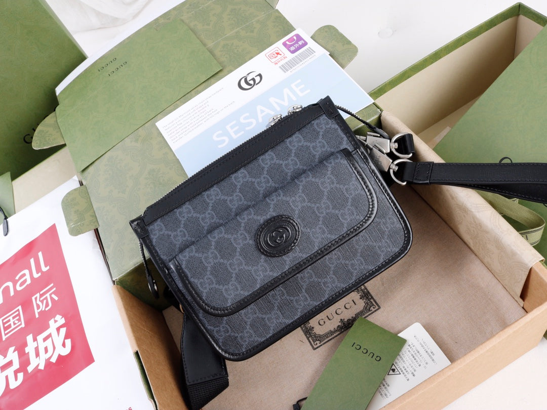Pre-Loved GUCCI Messenger bag Black with Interlocking G - SMY Digital