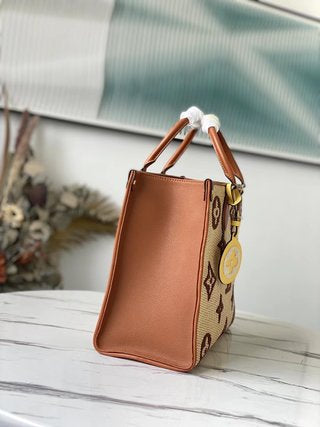 Pre-Loved LOUIS VUITTON Monogram Raffia Onthego MM Tan - SMY Digital
