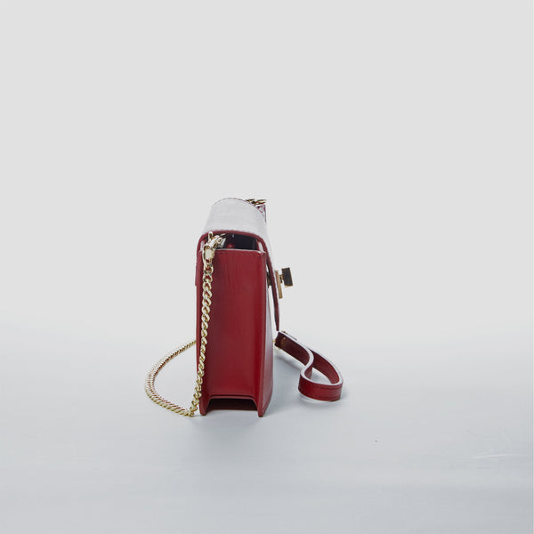 Modenaluxe Mini Leather Crossbody Bag – Burgundy Wristlet Purse for Women