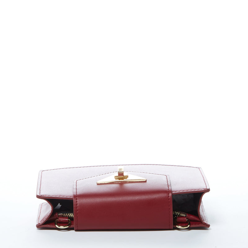 Modenaluxe Mini Leather Crossbody Bag – Burgundy Wristlet Purse for Women