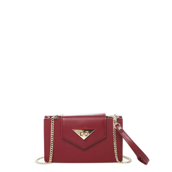 Modenaluxe Mini Leather Crossbody Bag – Burgundy Wristlet Purse for Women