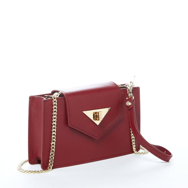 Modenaluxe Mini Leather Crossbody Bag – Burgundy Wristlet Purse for Women