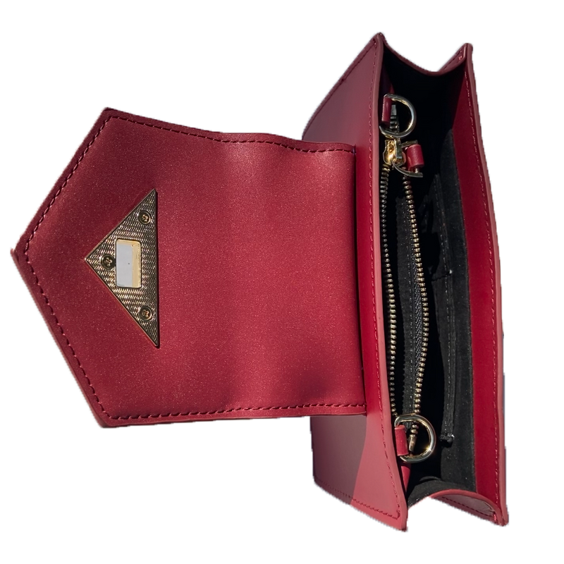 Modenaluxe Mini Leather Crossbody Bag – Burgundy Wristlet Purse for Women