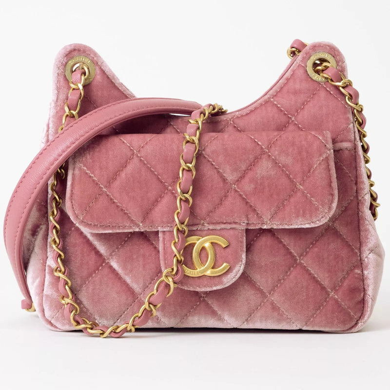 Chanel Small Velvet Flap Shoulder Bag – Pink with Gold-Tone Hardware