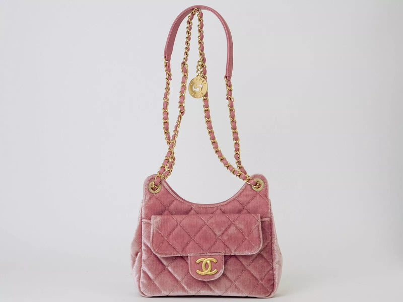 Chanel Small Velvet Flap Shoulder Bag – Pink with Gold-Tone Hardware