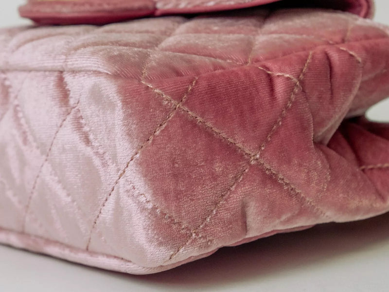 Chanel Small Velvet Flap Shoulder Bag – Pink with Gold-Tone Hardware